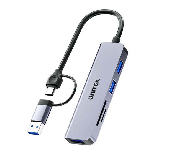 Unitek Hub 5w1 USB-A/C 5 Gbps z czytnikiem kart SD i micro SD - 1455234 - zdjęcie